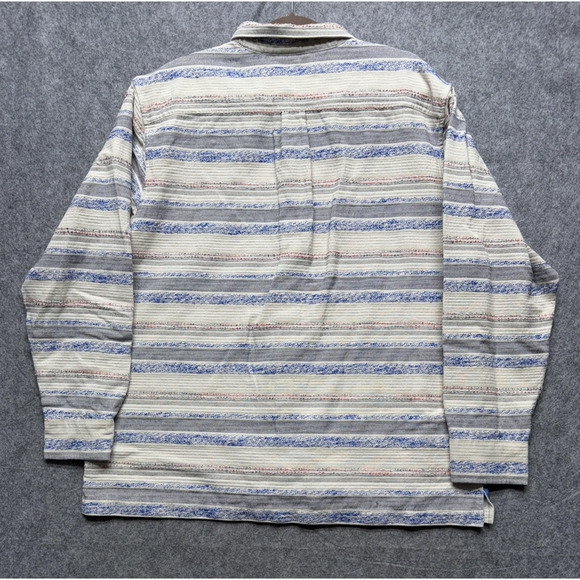 Tommy Bahama Shirt Mens XL Beige Blue Woven Stripe Button Front Casual - Picture 10 of 13